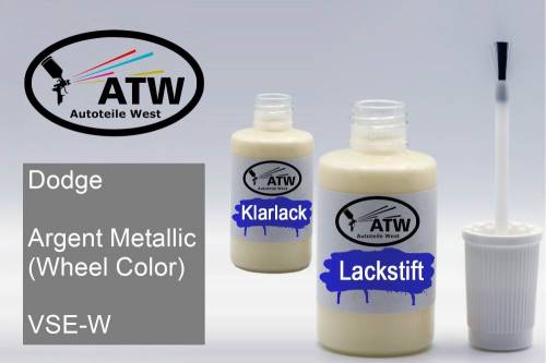 Dodge, Argent Metallic (Wheel Color), VSE-W: 20ml Lackstift + 20ml Klarlack - Set, von ATW Autoteile West.
